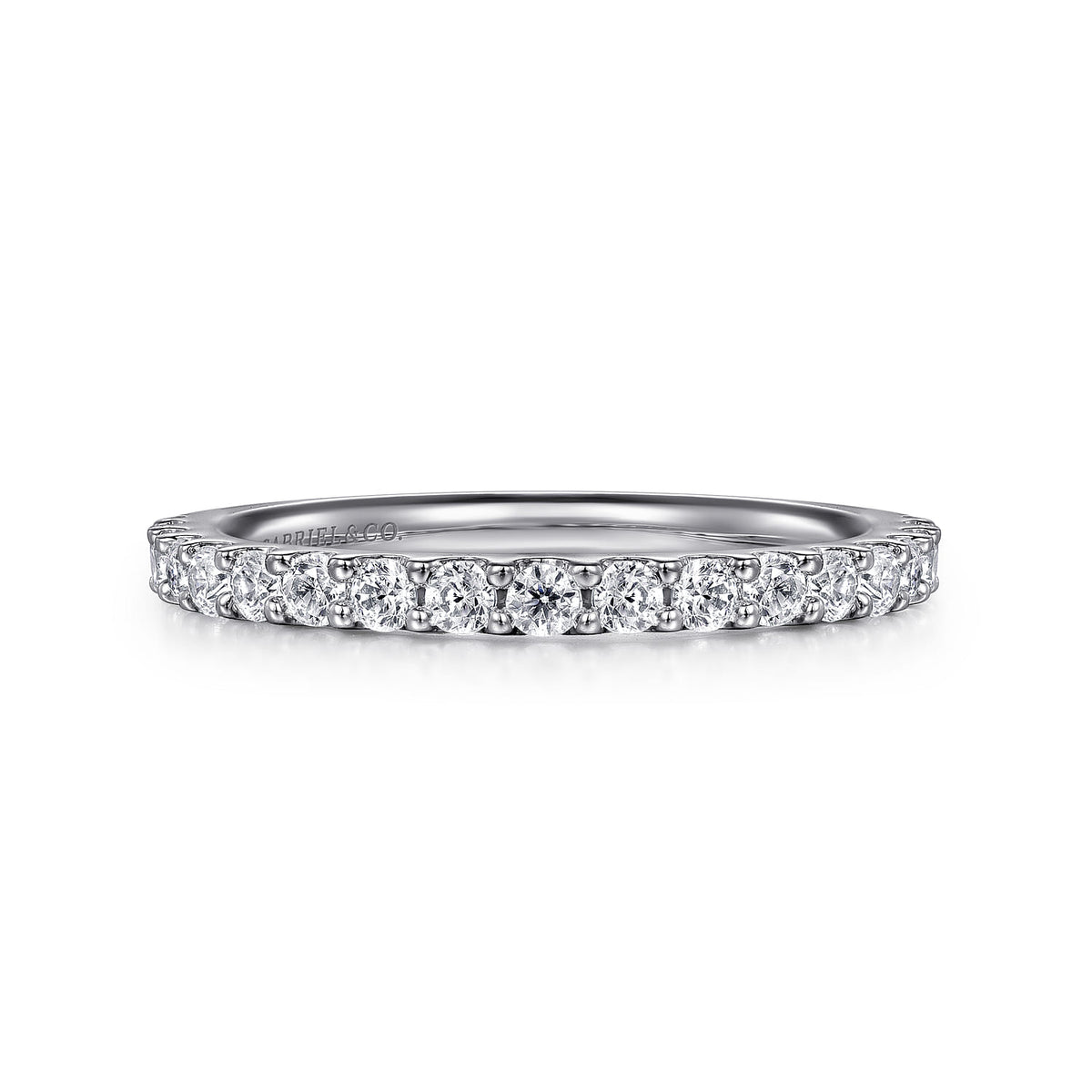 14K White Gold Shared Prong Diamond Wedding Band — Gabriel & Co. AN7574W44JJ