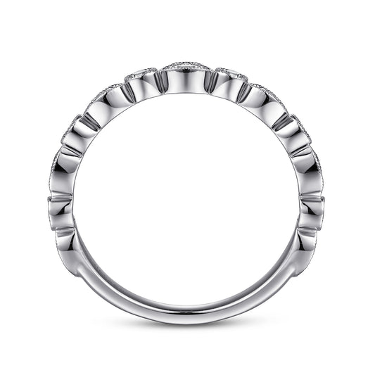 Vintage Inspired 14K White Gold Marquise and Round Station Diamond Anniversary Band — Gabriel & Co. AN8386W44JJ