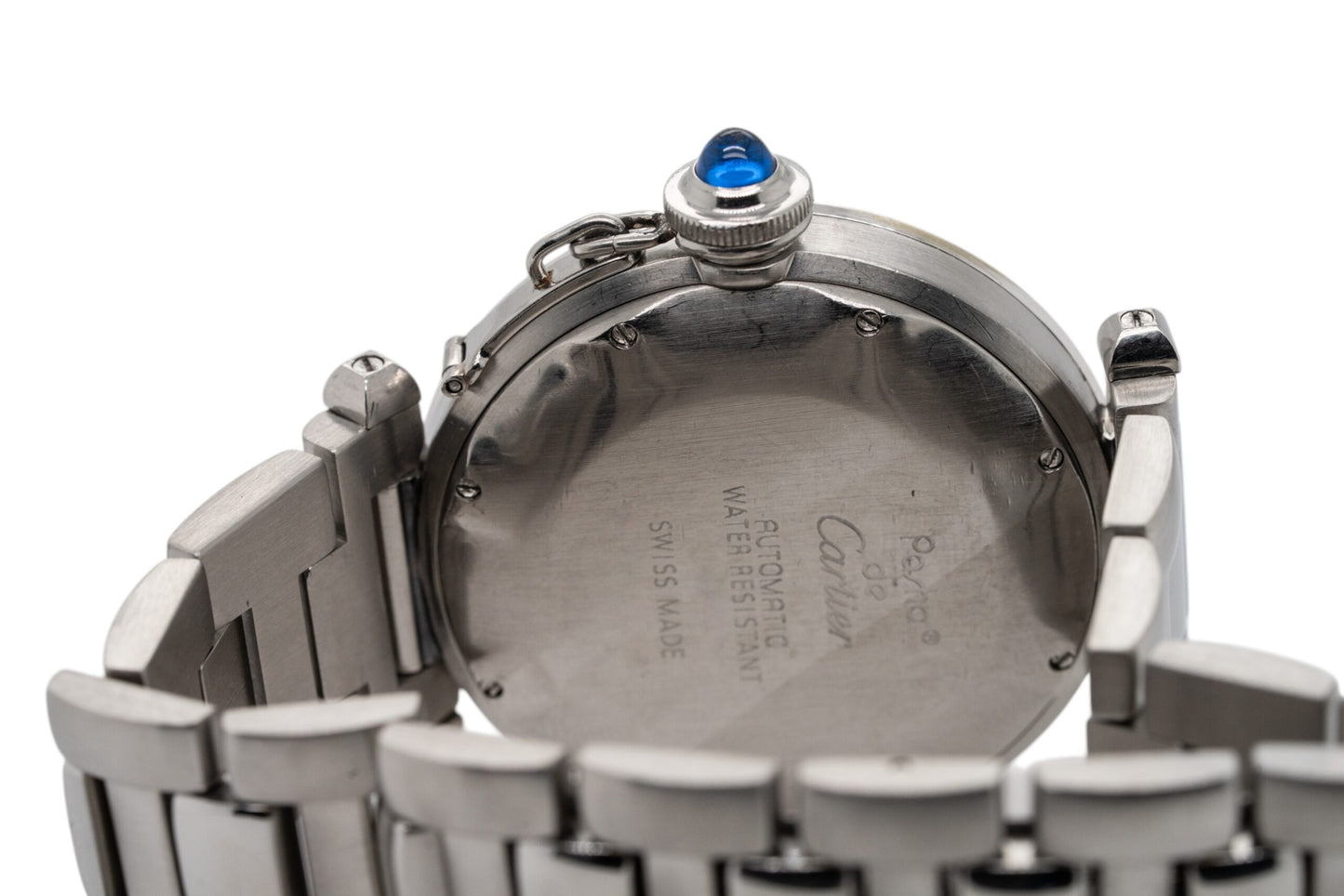 Cartier Pasha 38mm Stainless Steel Watch with Aftermarket Diamonds Roman Dial