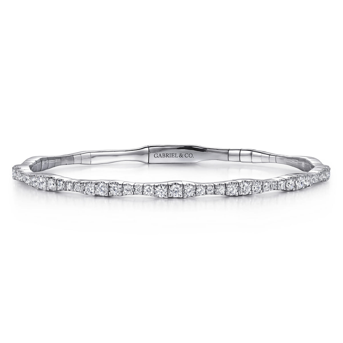 14K White Gold Diamond Station Bangle — Gabriel & Co. BG3707-65W45JJ