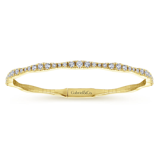 14K Yellow Gold Diamond Station Bangle — Gabriel & Co. BG3707-65Y45JJ