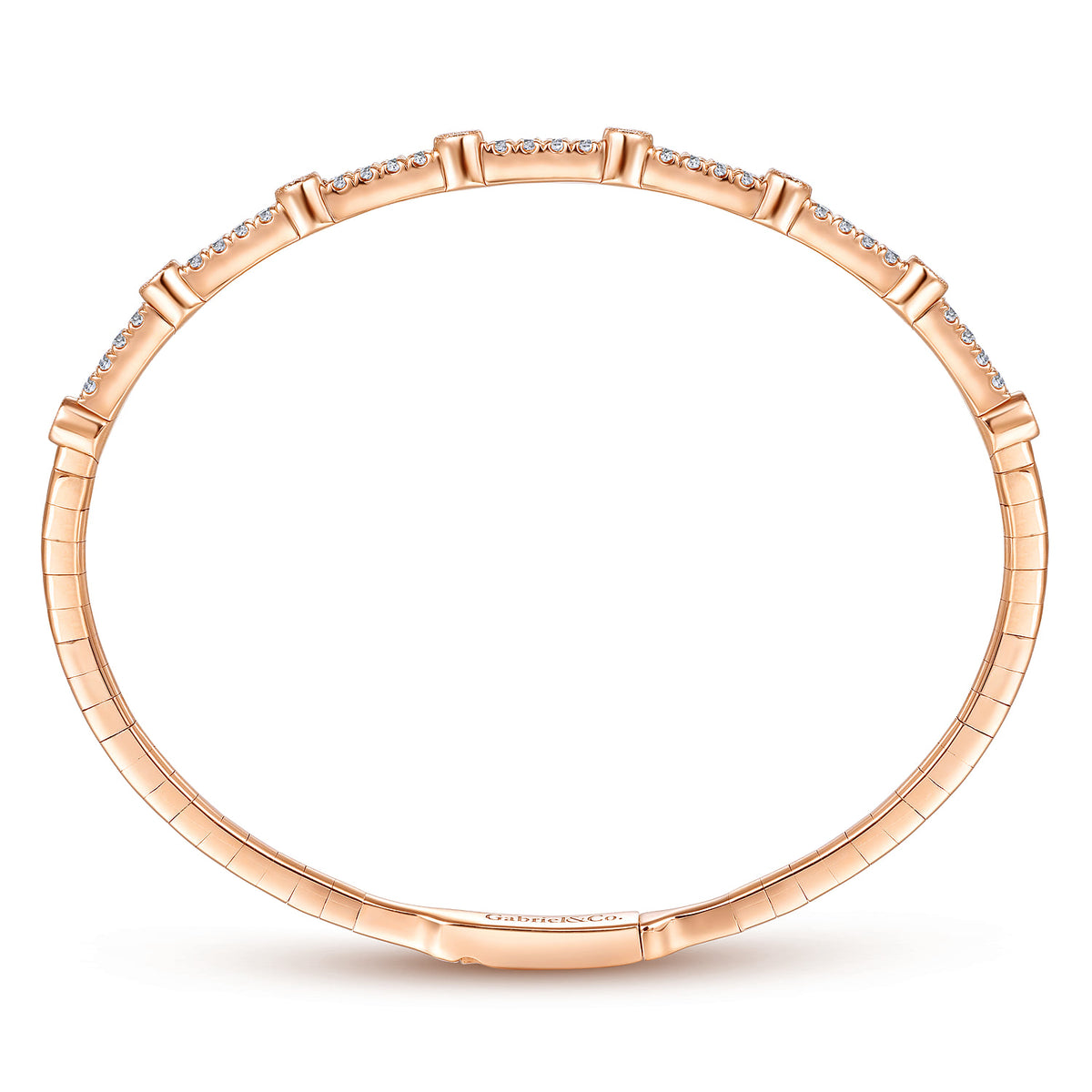 14K Rose Gold Bezel Station Diamond Bangle — Gabriel & Co. BG3843-62K45JJ
