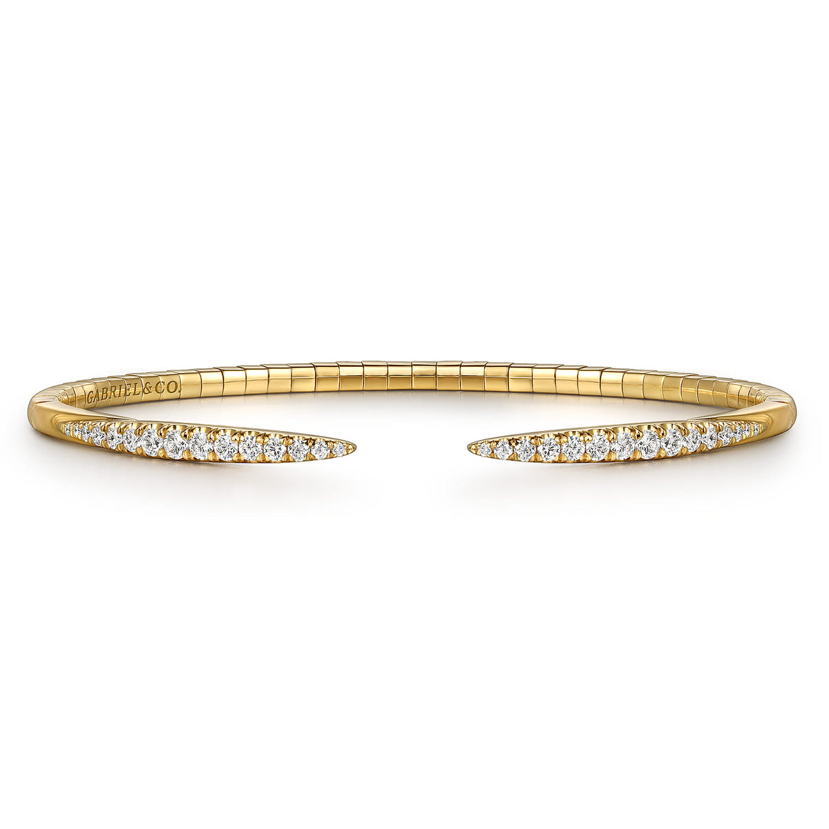 14K Yellow Gold Split Diamond Spike Bangle — Gabriel & Co. BG3912-62Y45JJ