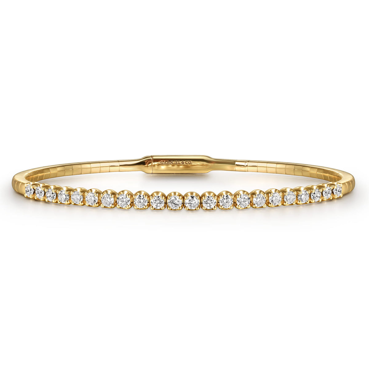 14K Yellow Gold Tiger Claw Set Diamond Split Bangle — Gabriel & Co. BG3975-65Y45JJ
