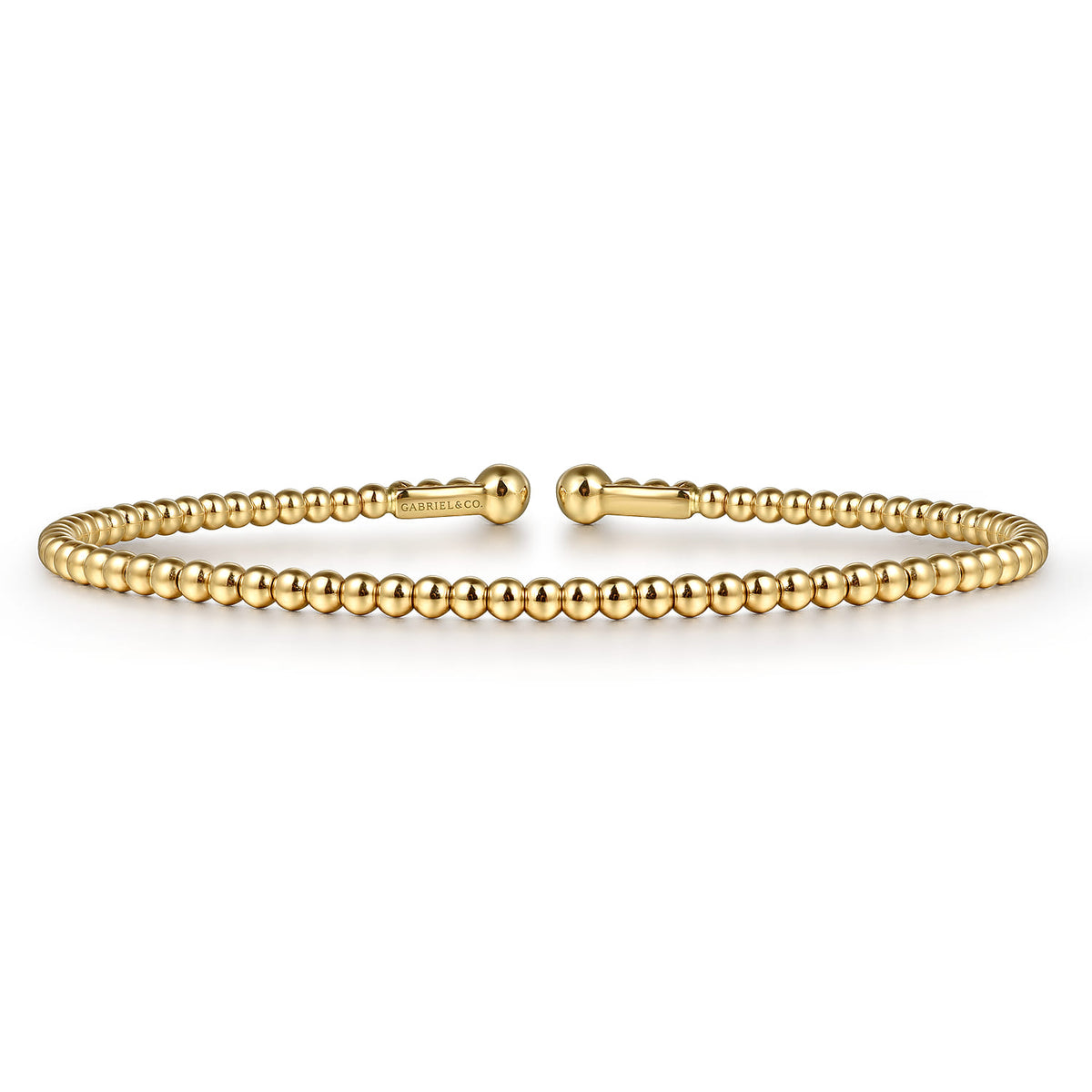 Split 14K Yellow Gold Beaded Bujukan Bangle — Gabriel & Co. BG4107-6Y4JJJ