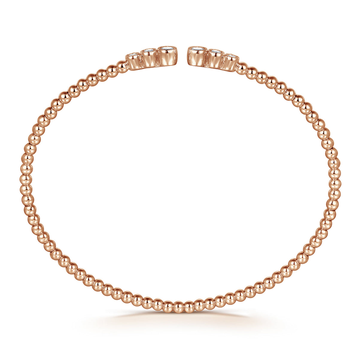 14K Rose Gold Bujukan Bead Split Cuff Bracelet with Bezel Set Diamonds — Gabriel & Co. BG4120-62K45JJ