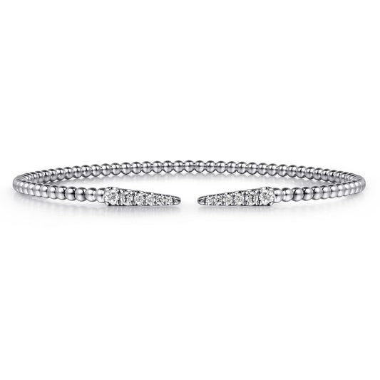 14K White Gold Bujukan Diamond Spikes Split Bangle — Gabriel & Co. BG4216-6W45JJ