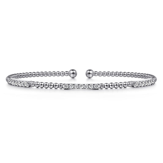 14K White Gold Bujukan Diamond Stations Bangle — Gabriel & Co. BG4217-6W45JJ