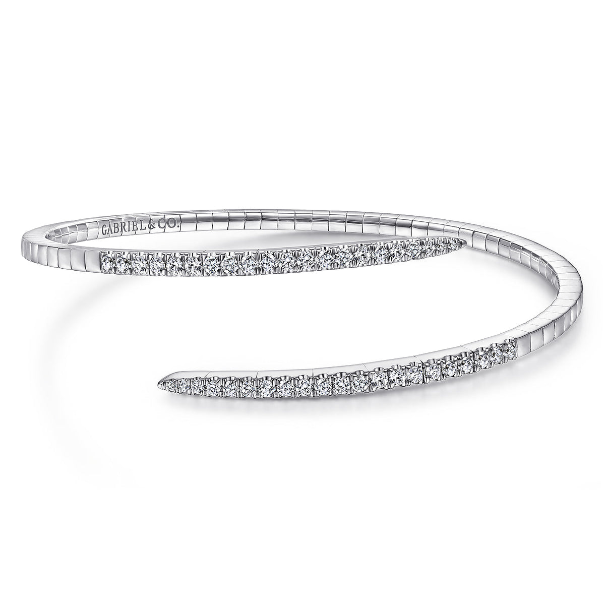 14K White Gold Split Bypass Diamond Bangle — Gabriel & Co. BG4227-62W45JJ