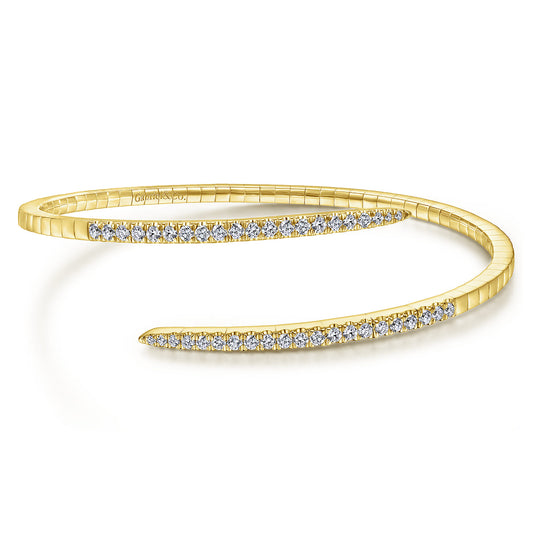 14K Yellow Gold Split Bypass Diamond Bangle — Gabriel & Co. BG4227-62Y45JJ