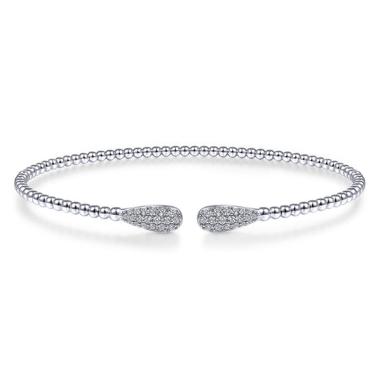 14K White Gold Bujukan Diamond Teardrops Bangle — Gabriel & Co. BG4230-6W45JJ