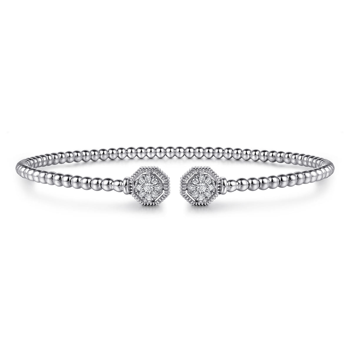 14K White Gold Bujukan Diamond Hexagon Split Bangle — Gabriel & Co. BG4261-6W45JJ