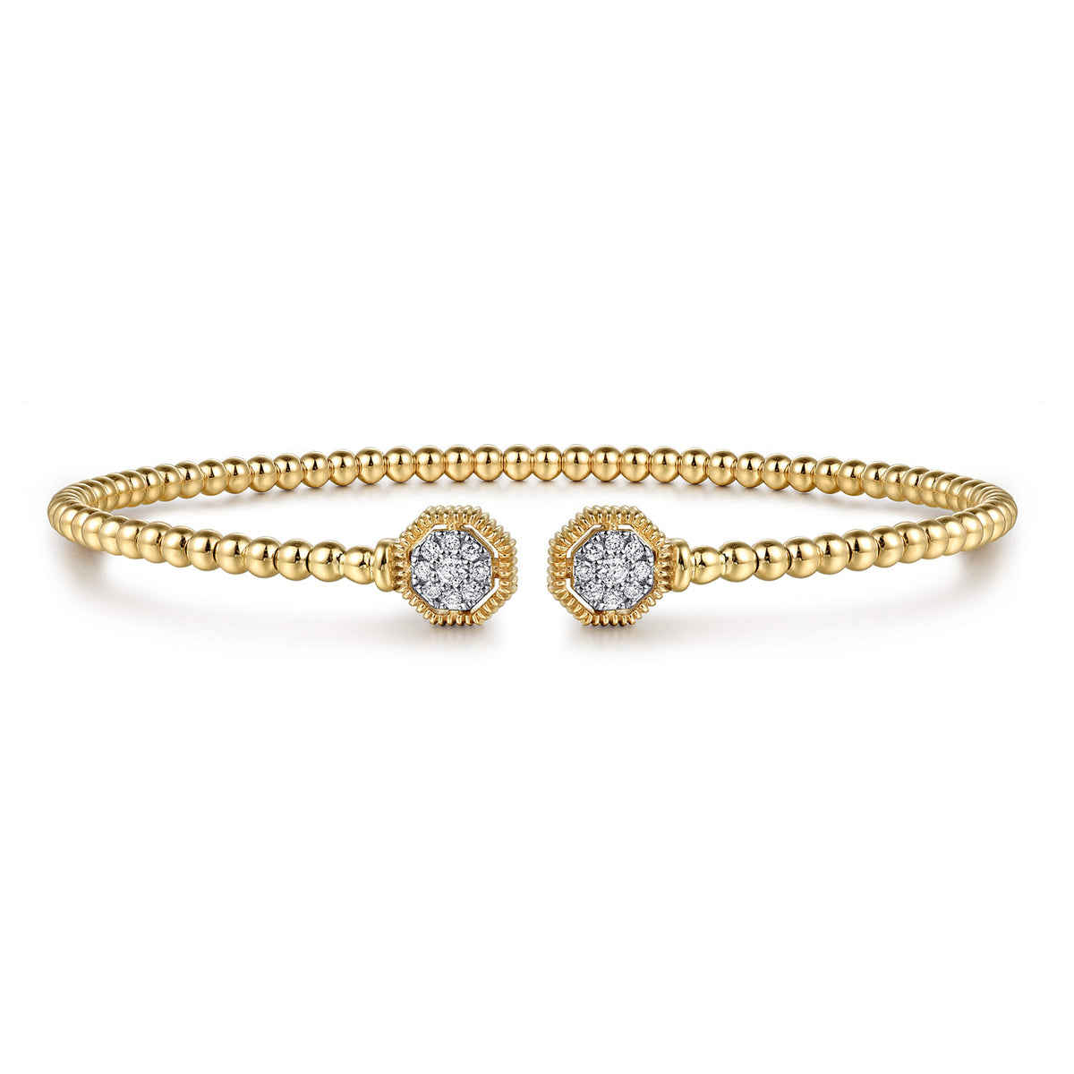 14K Yellow Gold Bujukan Diamond Hexagon Split Bangle — Gabriel & Co. BG4261-6Y45JJ