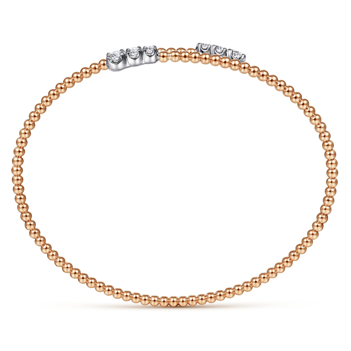 14K White-Rose Gold Bujukan Graduating Diamond Bypass Bangle — Gabriel & Co. BG4278-6T45JJ