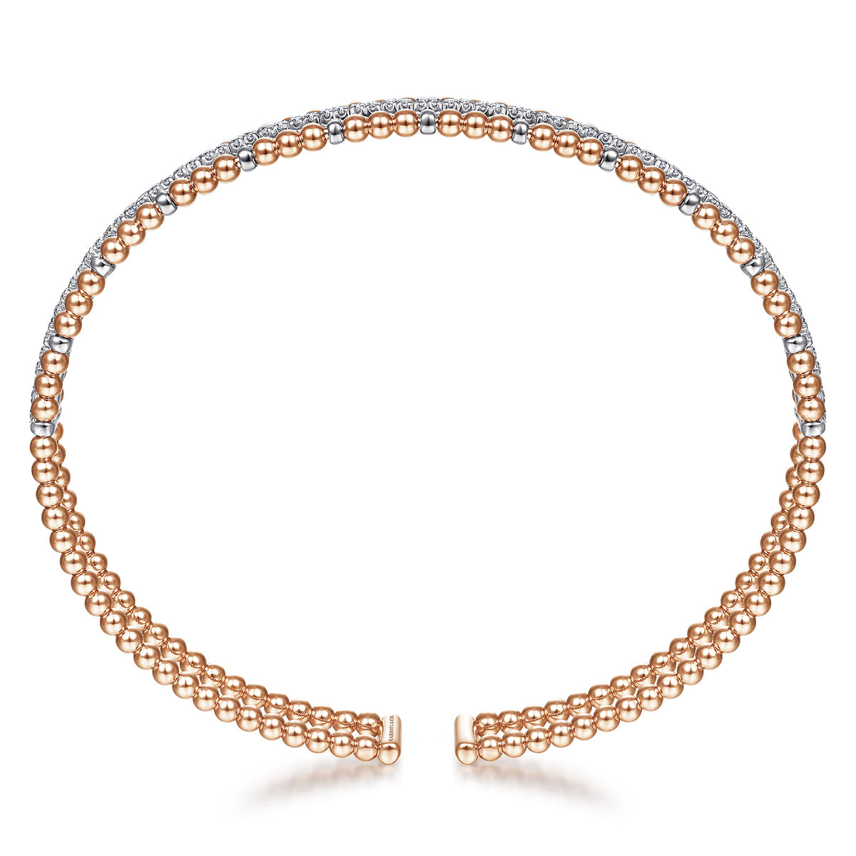 14K Rose and White Gold Bujukan Diamond Cuff Bangle — Gabriel & Co. BG4323-57T45JJ