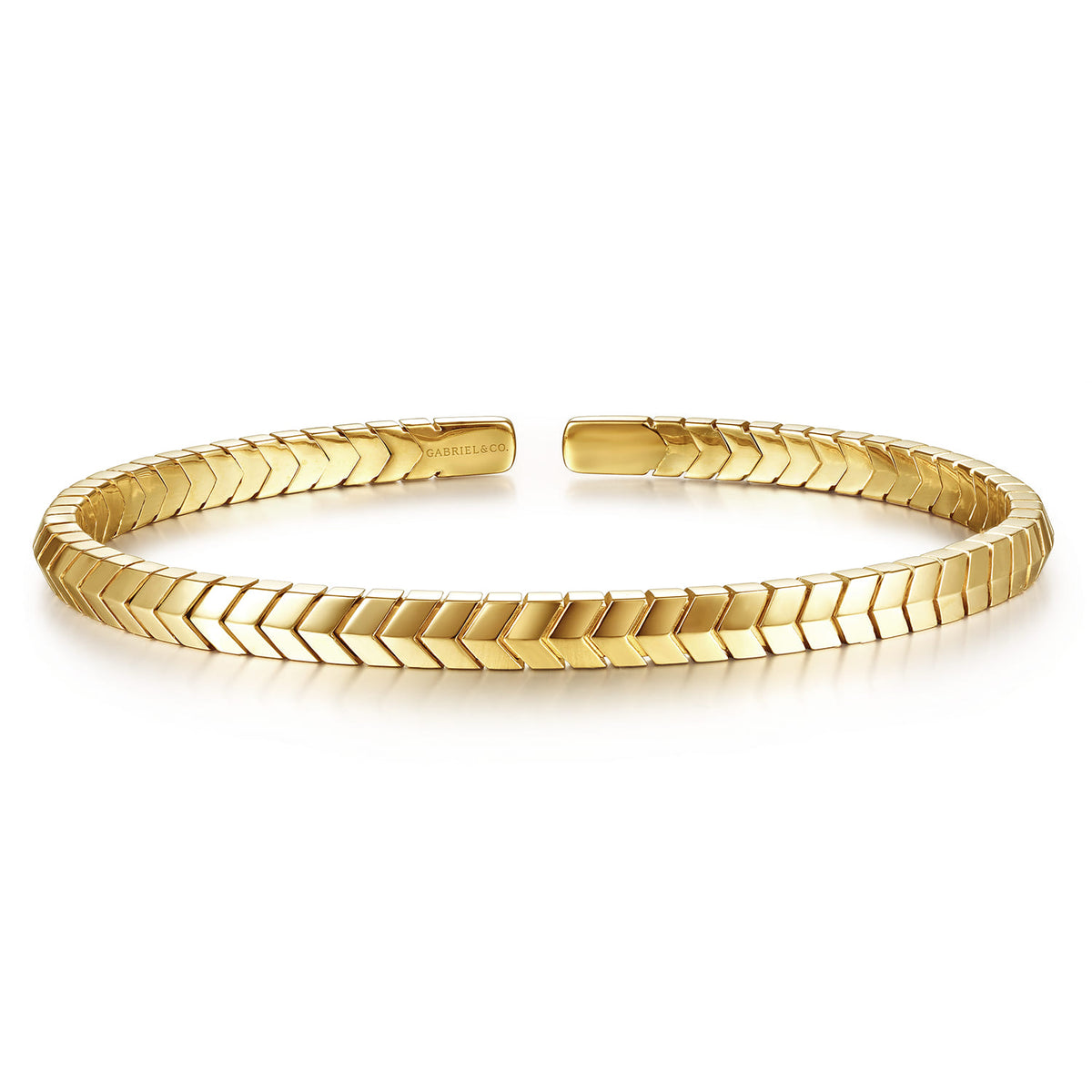 14K Yellow Gold Chevron Split Bangle — Gabriel & Co. BG4391-62Y4JJJ