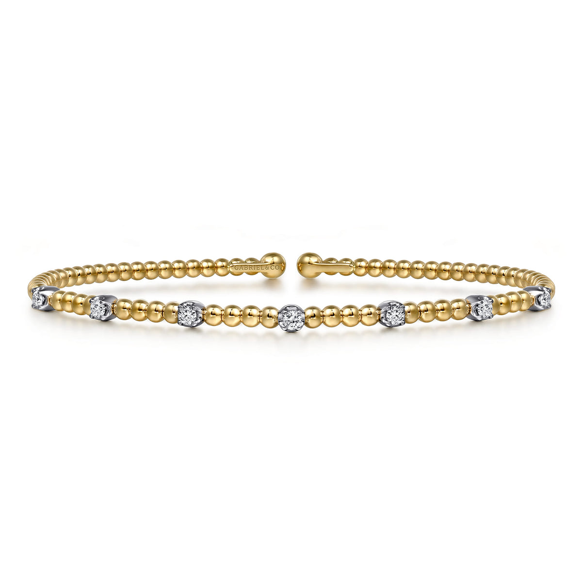 14K White-Yellow Gold Bujukan Diamond Stations Bangle — Gabriel & Co. BG4436-6M45JJ