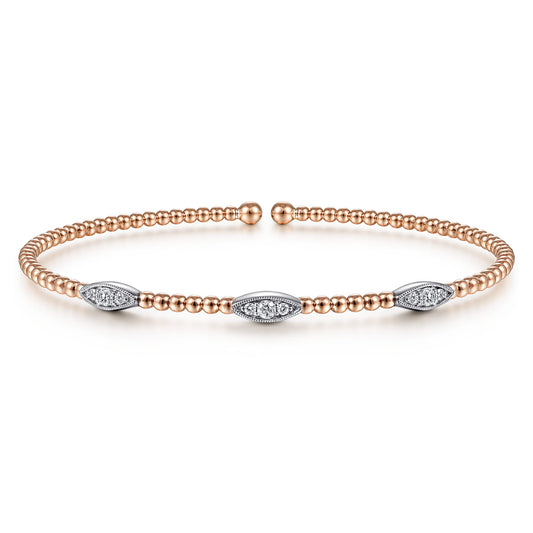 14K White and Rose Gold Diamond Bangle — Gabriel & Co. BG4437-62T45JJ