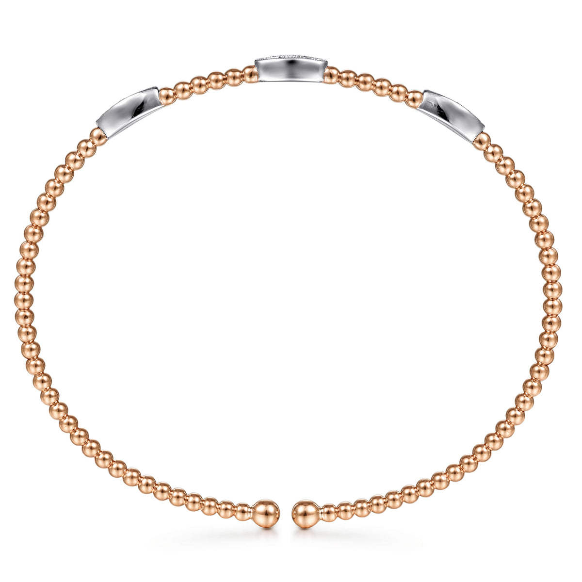 14K White-Rose Gold Bujukan Diamond Marquise Stations Bangle — Gabriel & Co. BG4437-6T45JJ