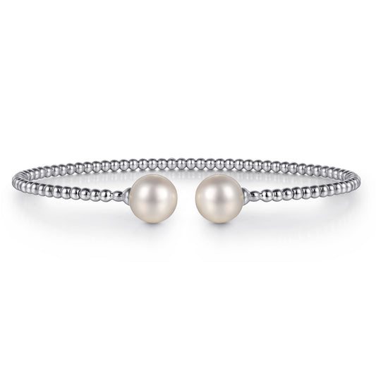 14K White Gold Bujukan Pearls Split Bangle — Gabriel & Co. BG4475-6W4JPL