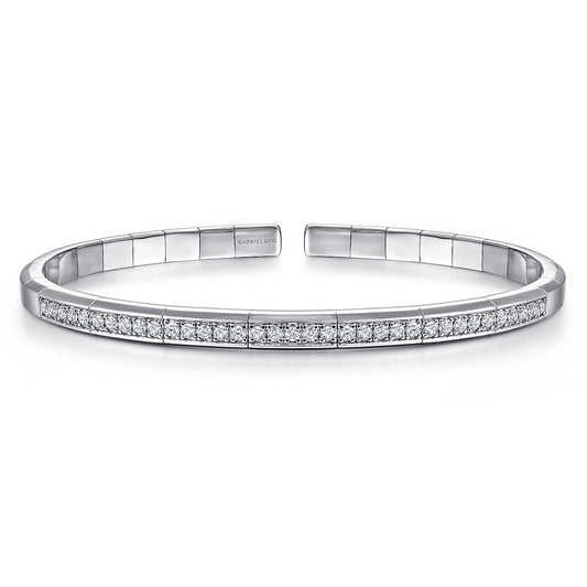 14K White Gold Cuff Bracelet with Diamond Inner Channel — Gabriel & Co. BG4524-65W45JJ