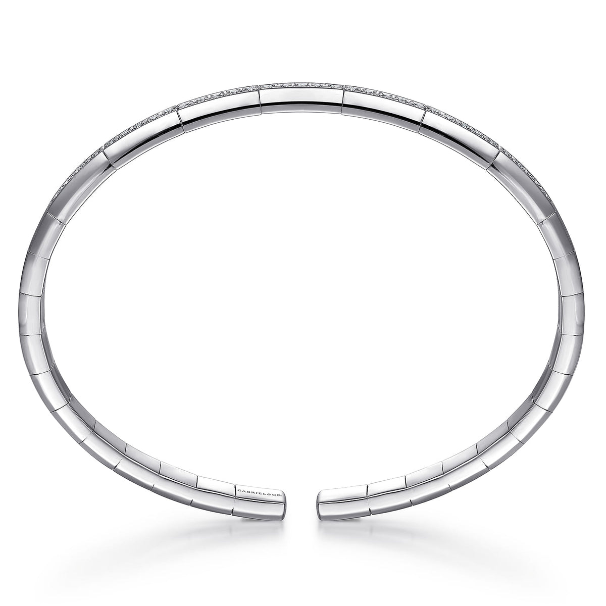 14K White Gold Cuff Bracelet with Diamond Inner Channel — Gabriel & Co. BG4524-65W45JJ