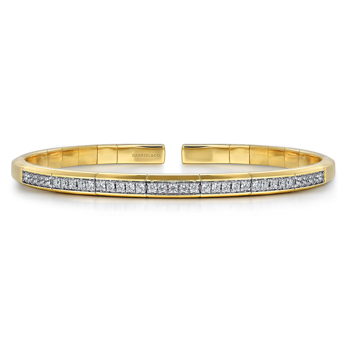 14K Yellow Gold Cuff Bracelet with Diamond Inner Channel — Gabriel & Co. BG4524-65Y45JJ