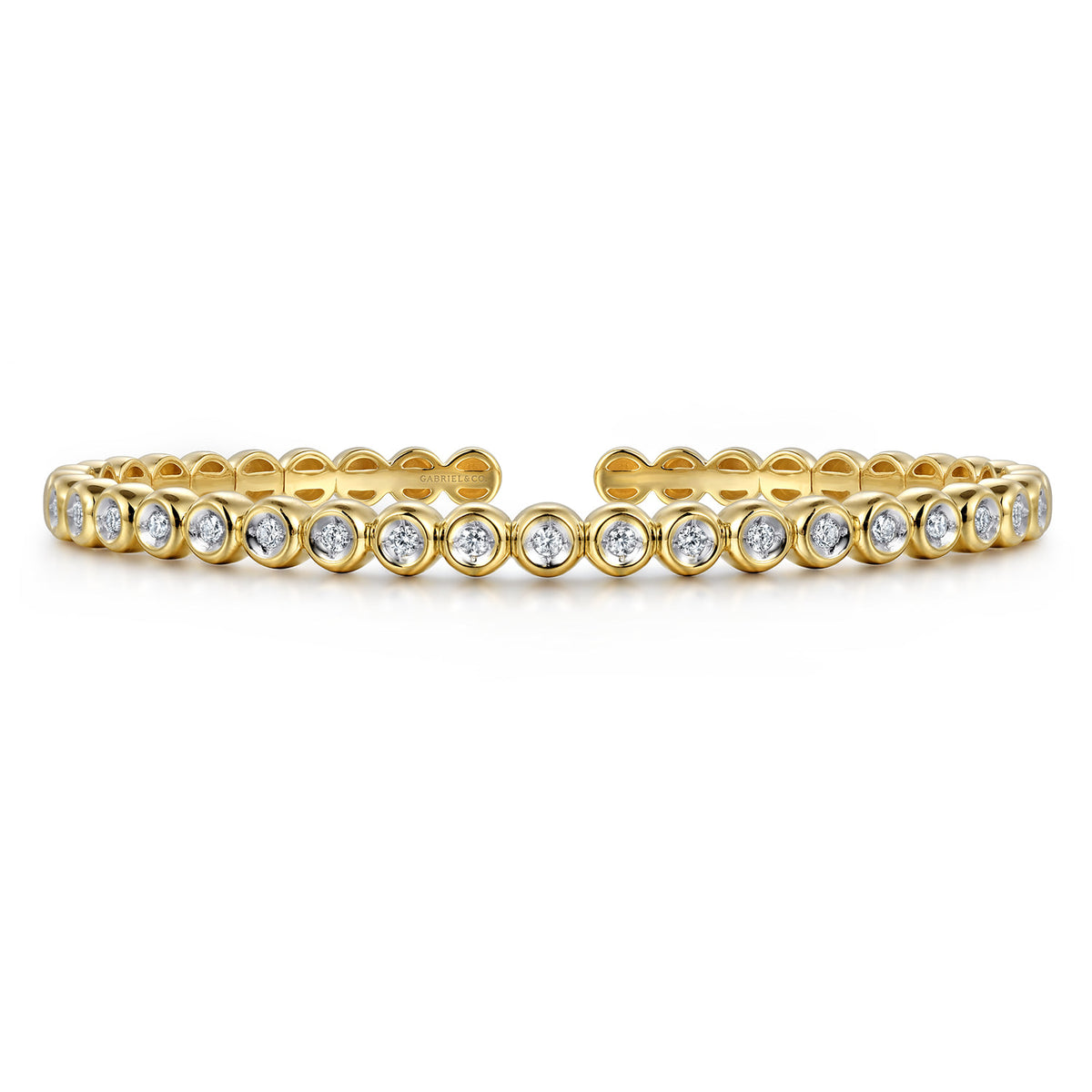 14K Yellow Gold Diamond Station Open Bangle — Gabriel & Co. BG4611-62Y45JJ