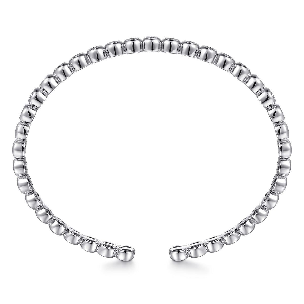 14K White Gold Diamond Station Open Bangle — Gabriel & Co. BG4611-65W45JJ