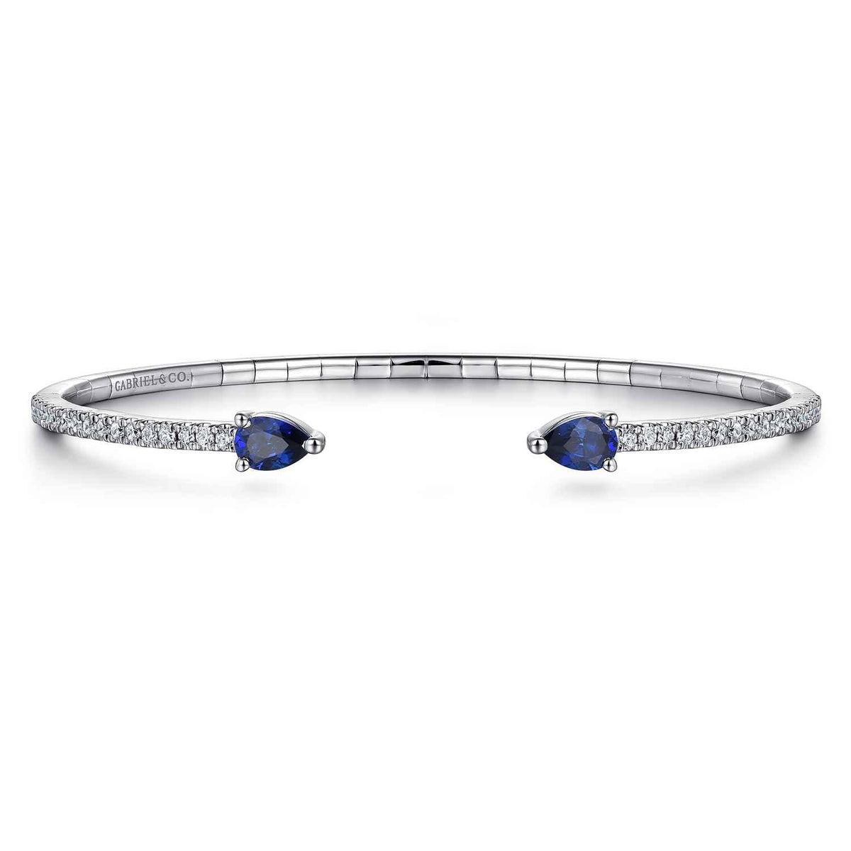 14K White Gold Arrow Sapphire and Diamond Cuff Bracelet — Gabriel & Co. BG4770-6W45SA