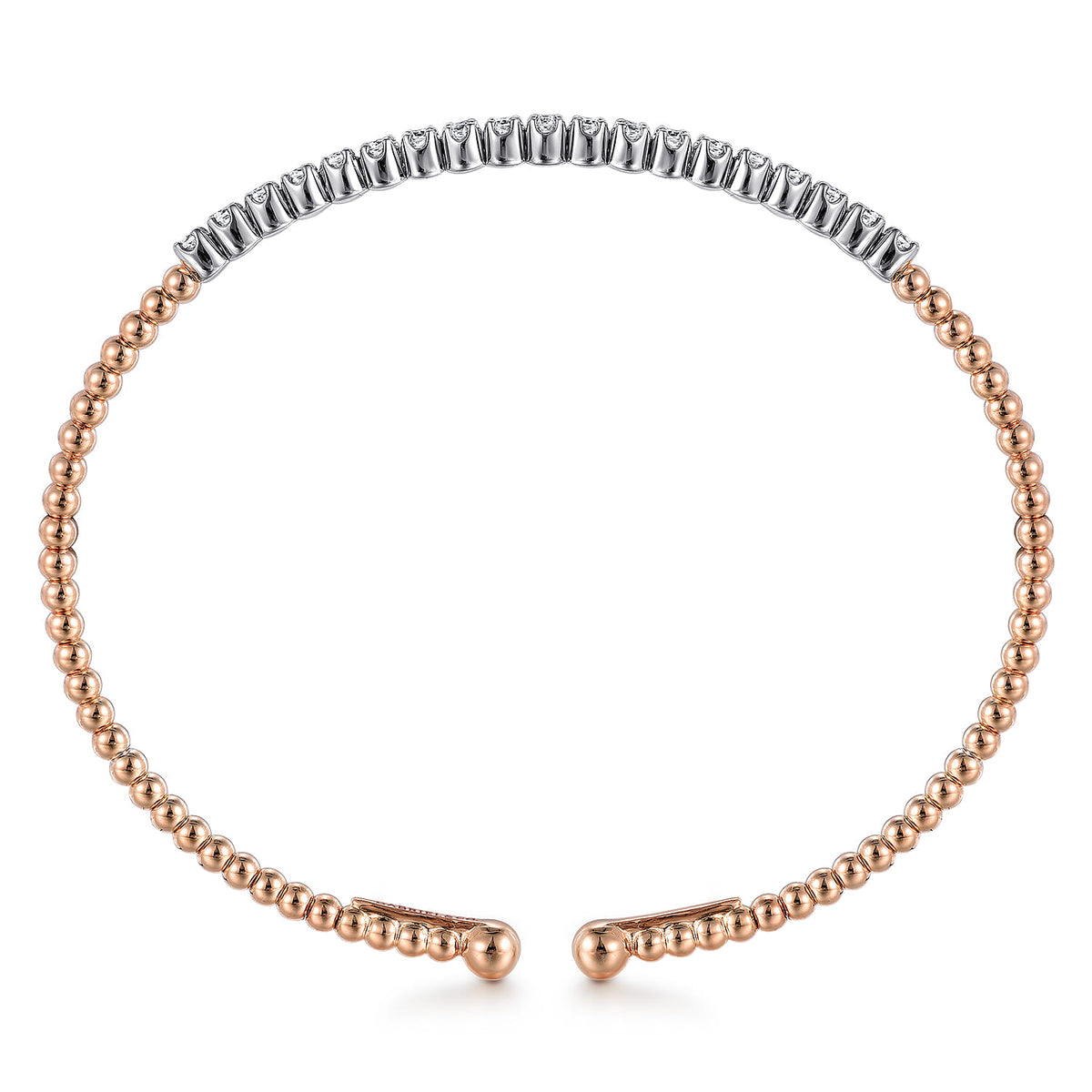 14K White-Rose Gold Bujukan Diamond Cuff Bracelet — Gabriel & Co. BG4781-62T45JJ