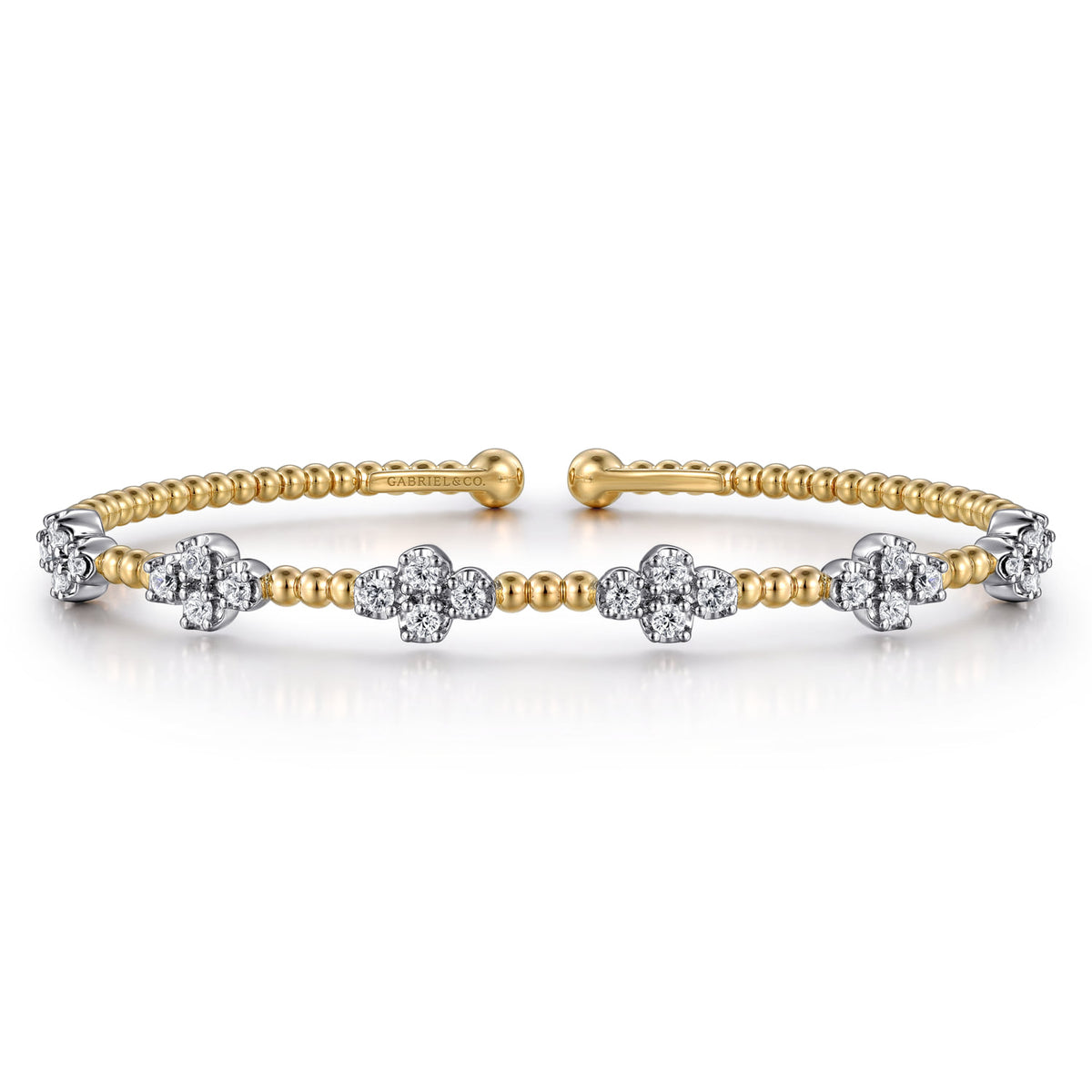 14K White-Yellow Gold Bujukan Diamond Clover Bangle — Gabriel & Co. BG4782-6M45JJ