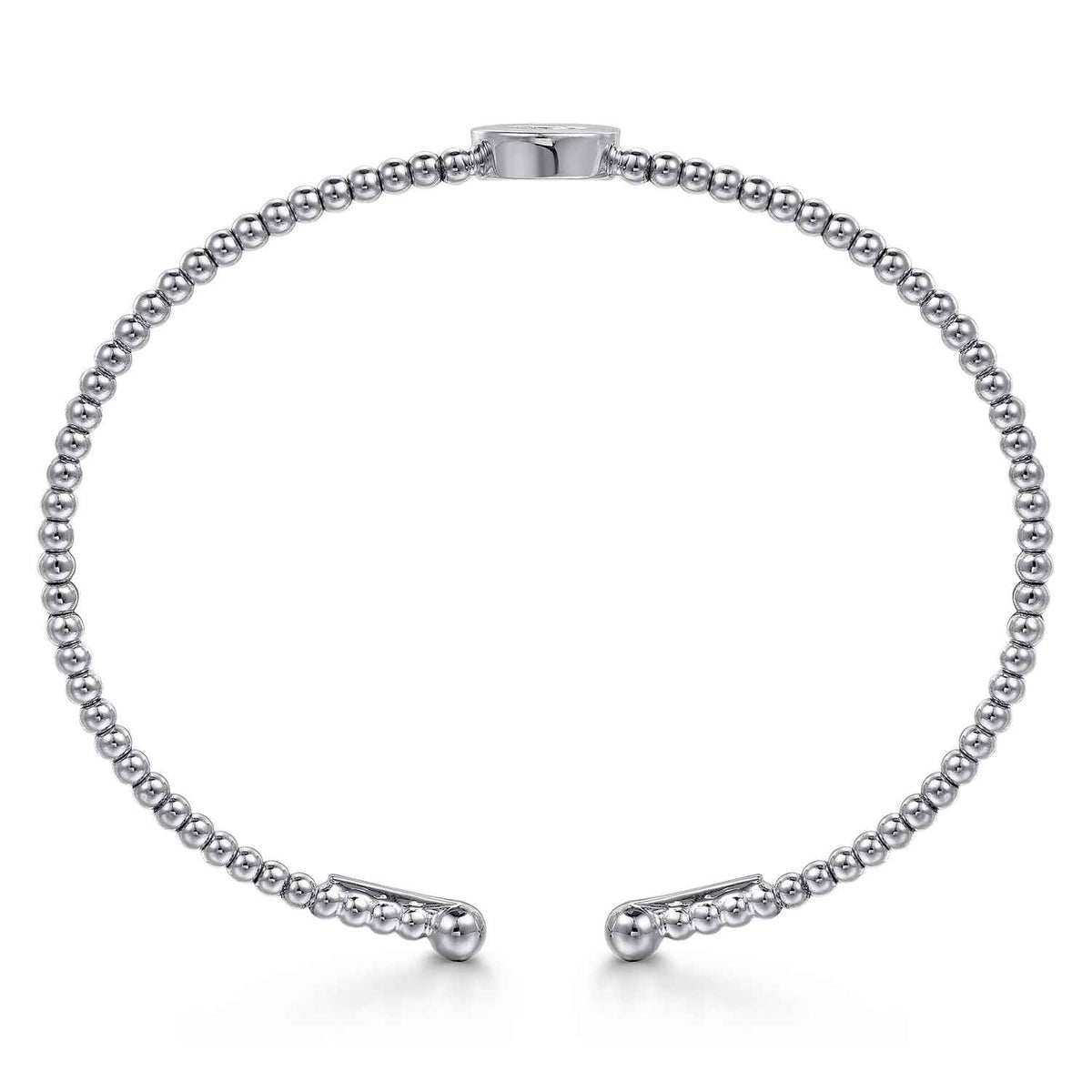 14K White Gold Round C Initial Diamond Bujukan Cuff Bracelet — Gabriel & Co. BG4787C-6W45JJ