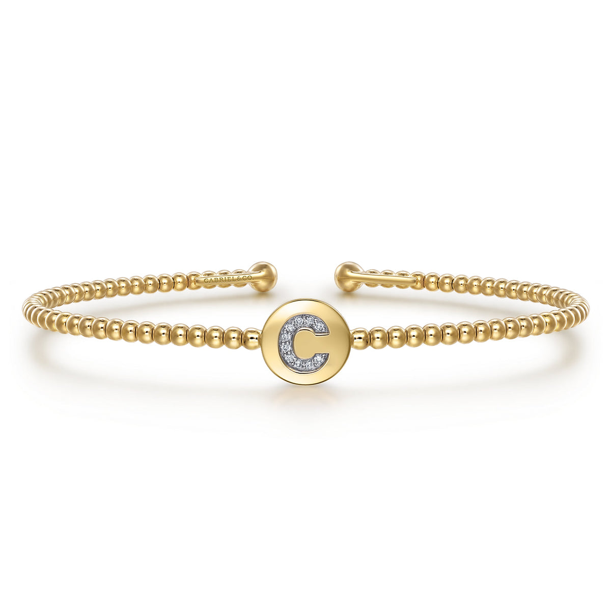 14K Yellow Gold Round C Initial Diamond Bujukan Cuff Bracelet — Gabriel & Co. BG4787C-6Y45JJ
