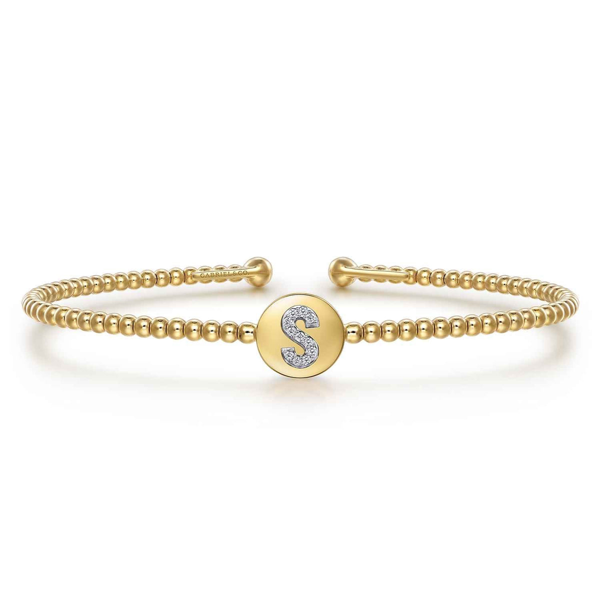 14K Yellow Gold Round S Initial Diamond Bujukan Cuff Bracelet — Gabriel & Co. BG4787S-6Y45JJ