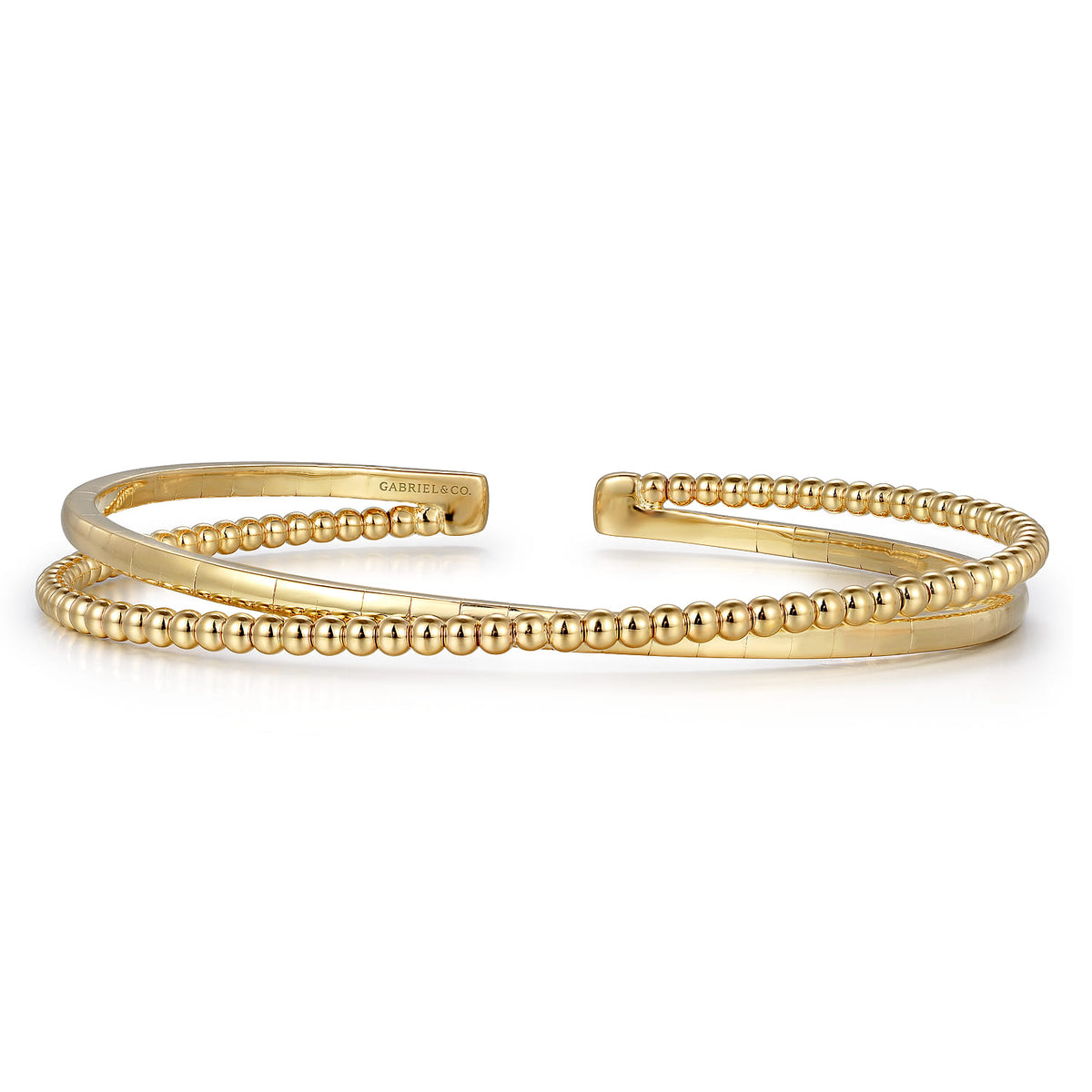 Beaded Bangle Bracelet Cuff 14K Yellow Gold Bujukan — Gabriel & Co. BG4911-62Y4JJJ