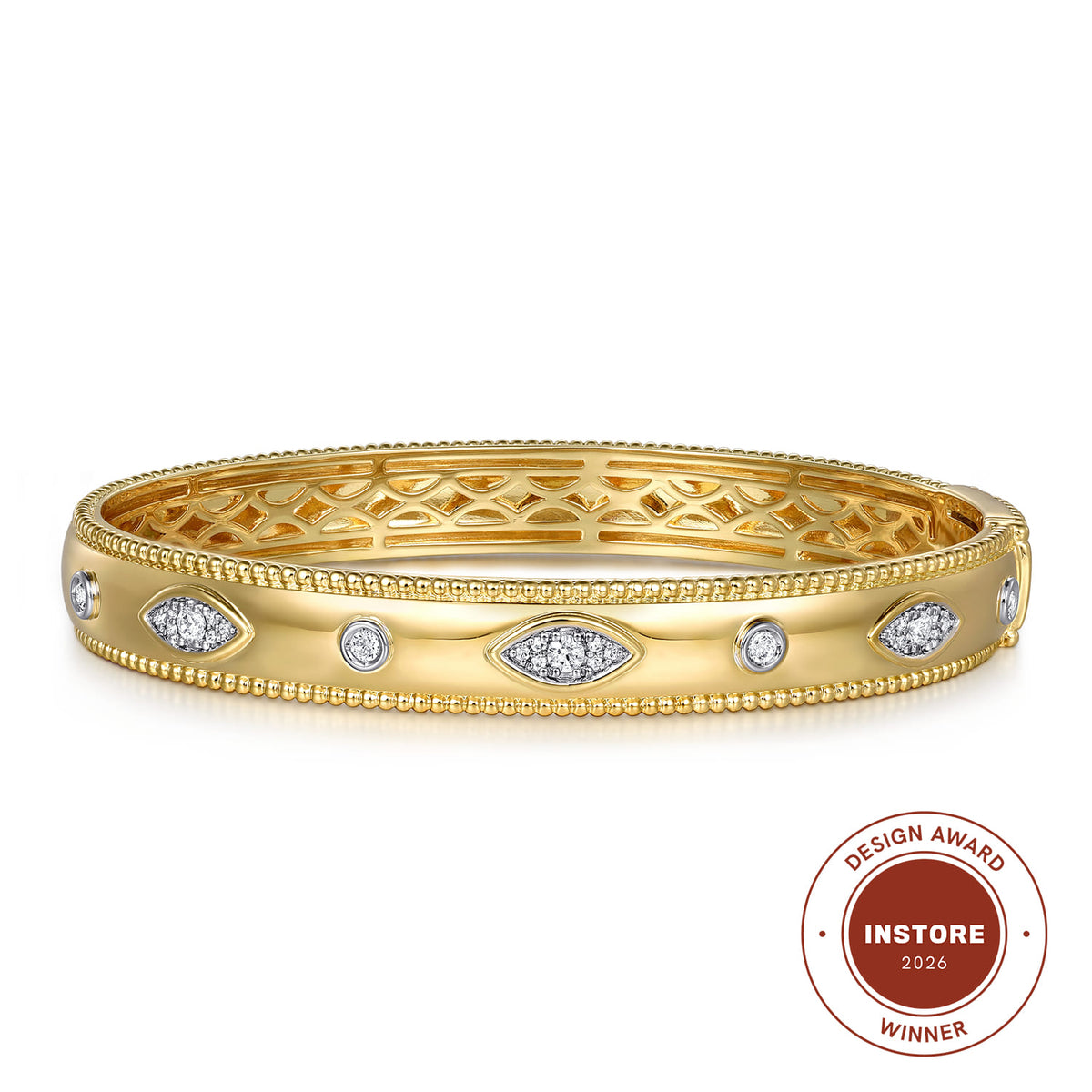 14K Yellow Gold Diamond Bujukan Bangle — Gabriel & Co. BG4913-65Y45JJ