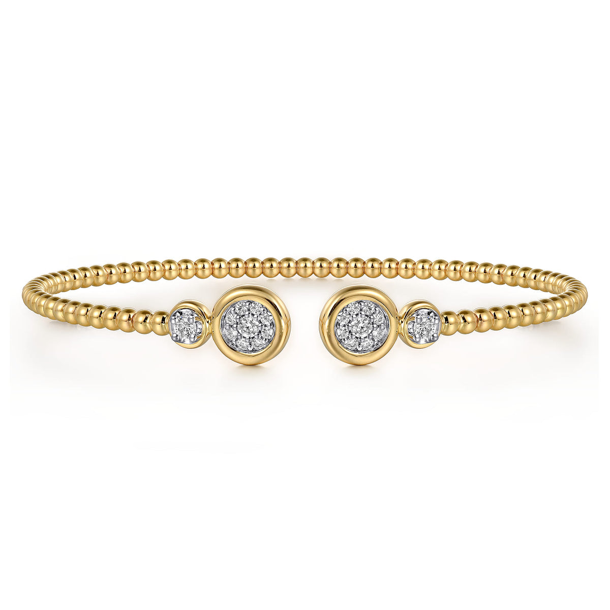 14K White & Yellow Gold Diamond Open Bangle Bracelet-Bujukan — Gabriel & Co. BG4916-62M45JJ