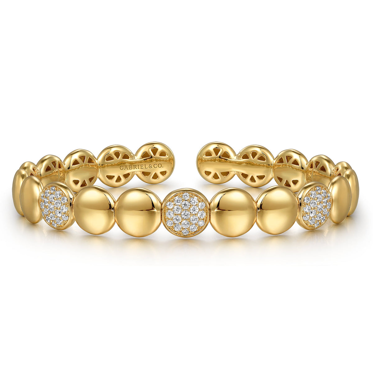 14K Yellow Gold Diamond Cluster Cuff Bangle — Gabriel & Co. BG4937-62Y45JJ
