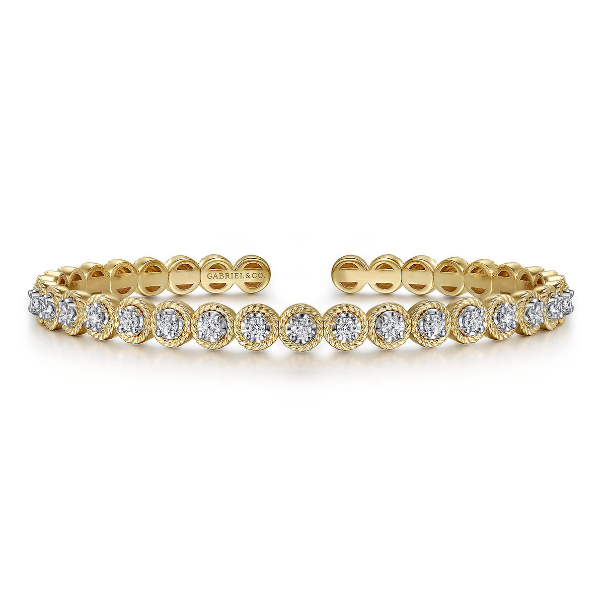 14K White and Yellow Gold Diamond Rope Bangle — Gabriel & Co. BG4952-62M45JJ