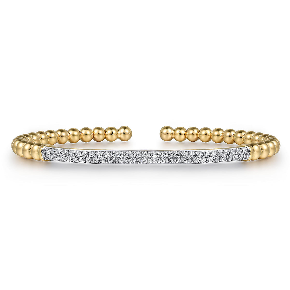 Beaded Bangle Bracelet Cuff 14K Yellow Gold Diamond 0.75ct Bujukan — Gabriel & Co. BG4966-62Y45JJ
