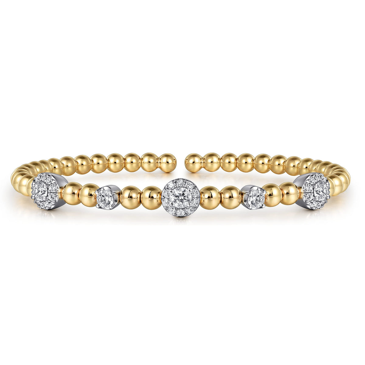 14K White and Yellow Gold Diamond Station Bujukan Split bangle — Gabriel & Co. BG4967-62M45JJ