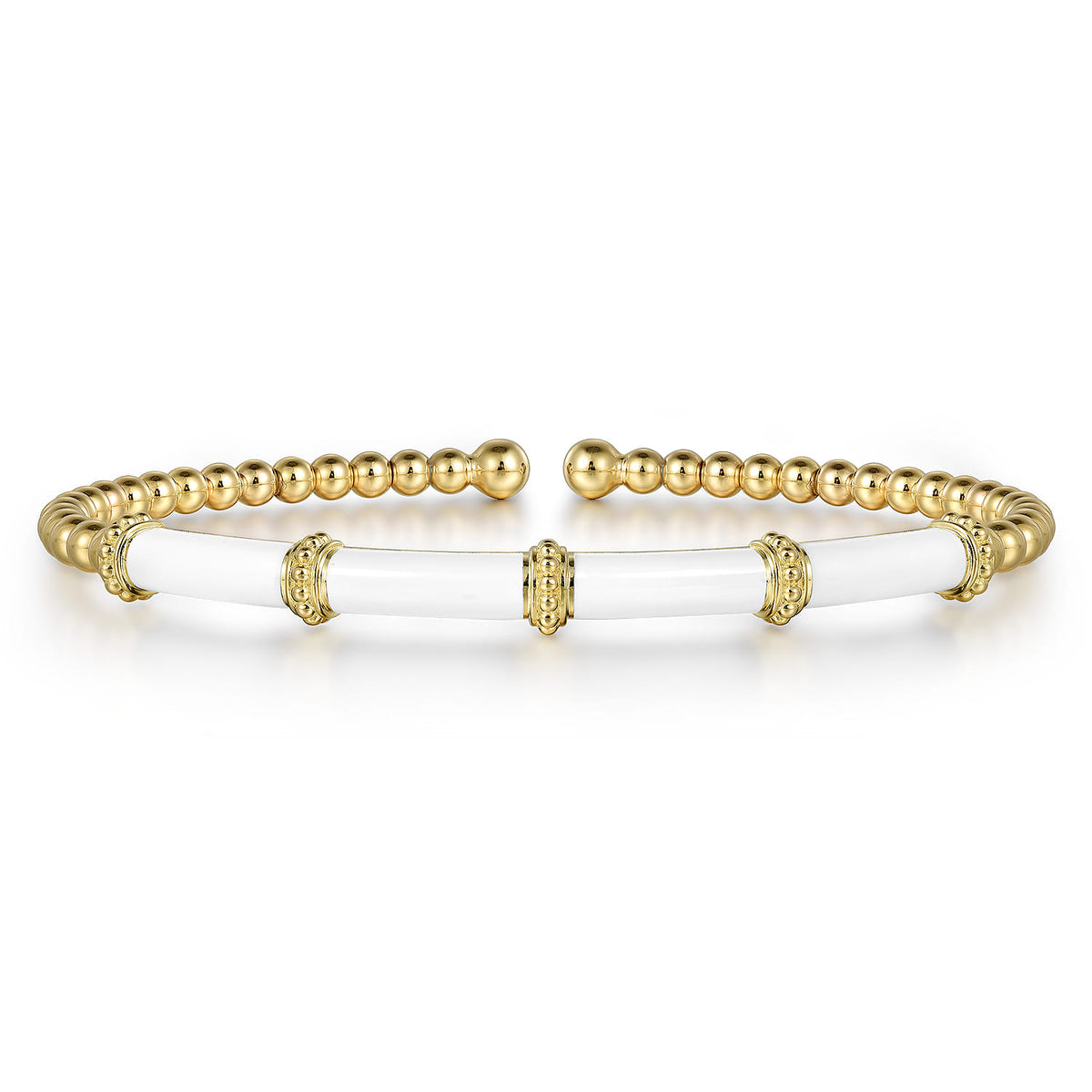 14K Yellow Gold Bujukan and Bar Split Bangle with White Enamel — Gabriel & Co. BG4972E9Y4JJJ