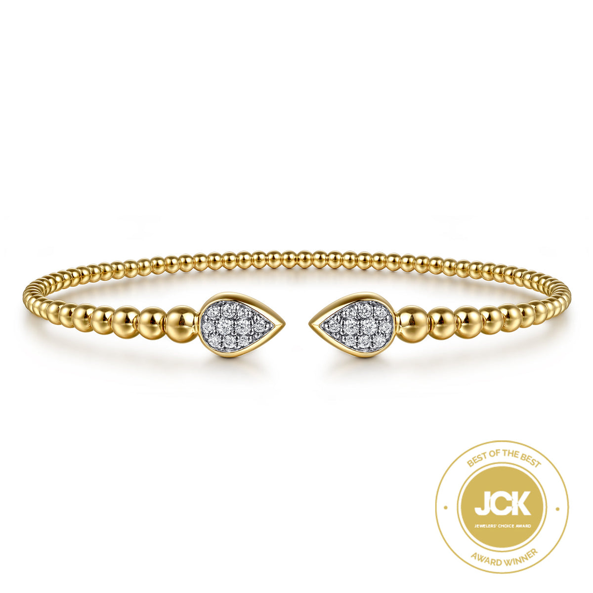 14K Yellow Gold Diamond Open Bangle Bracelet, 0.25ct-Bujukan — Gabriel & Co. BG5048-62Y45JJ