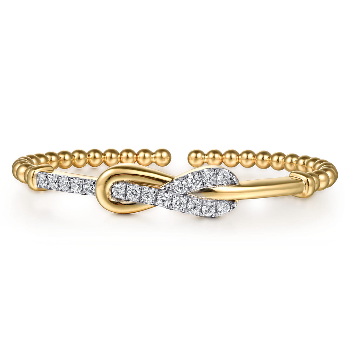 14K Yellow Gold Bujukan Diamond Interlock Split Bangle Bracelet — Gabriel & Co. BG5082-62Y45JJ
