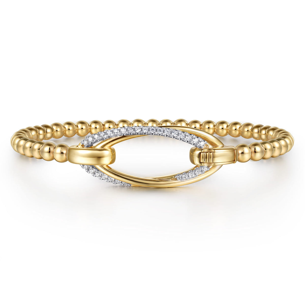 14K Yellow Gold Bujukan and Diamond Interlocking Oval Split Bangle Bracelet — Gabriel & Co. BG5187-6Y45JJ