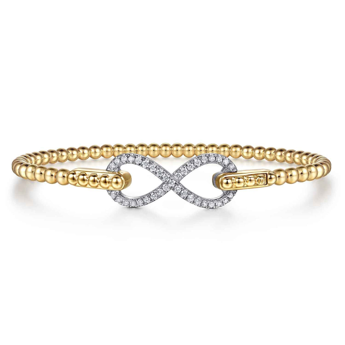 14K White and Yellow Gold Bujukan Diamond Infinity Bangle Bracelet — Gabriel & Co. BG5220-57M45JJ