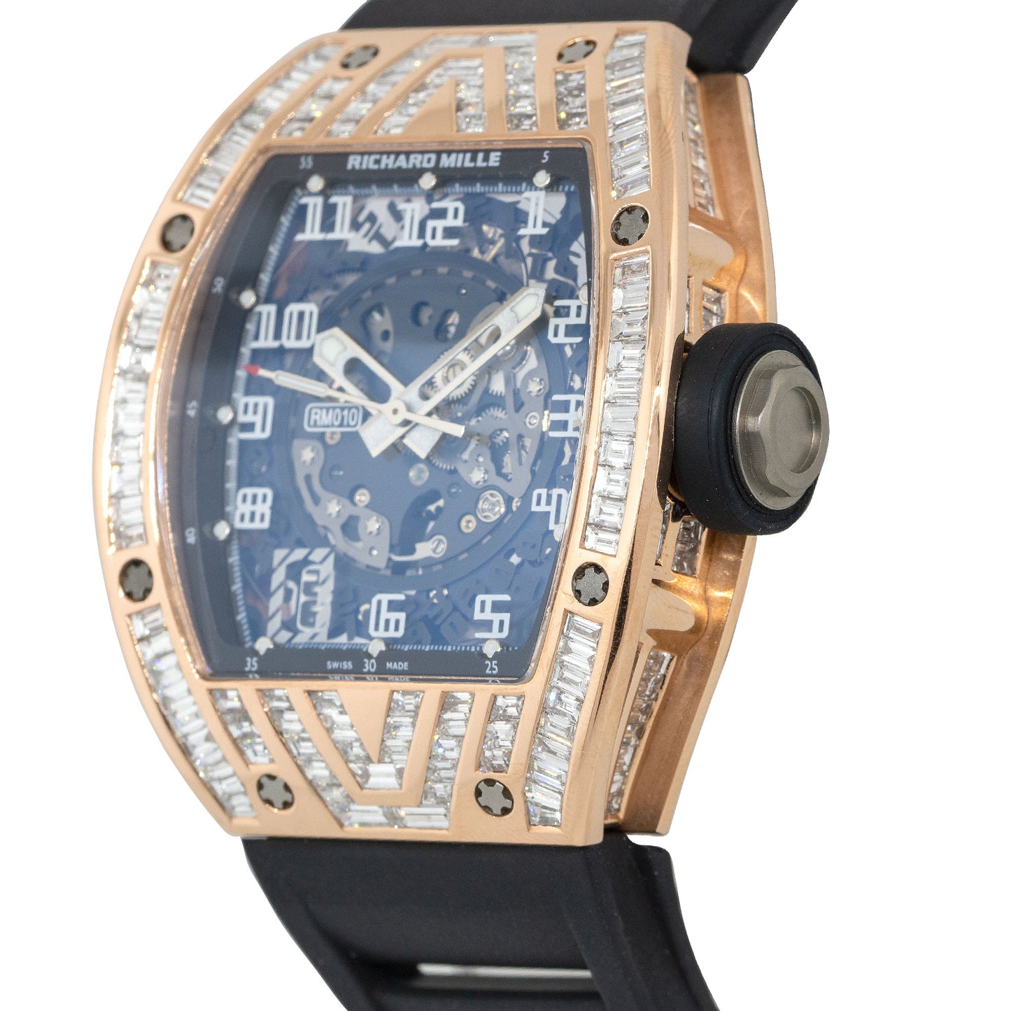 Aftermarket Richard Mille RM010 18k Rose Gold Diamond Pave Watch
