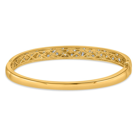 Yellow Gold Sandblasted Multi Diamond Bangle — view 2