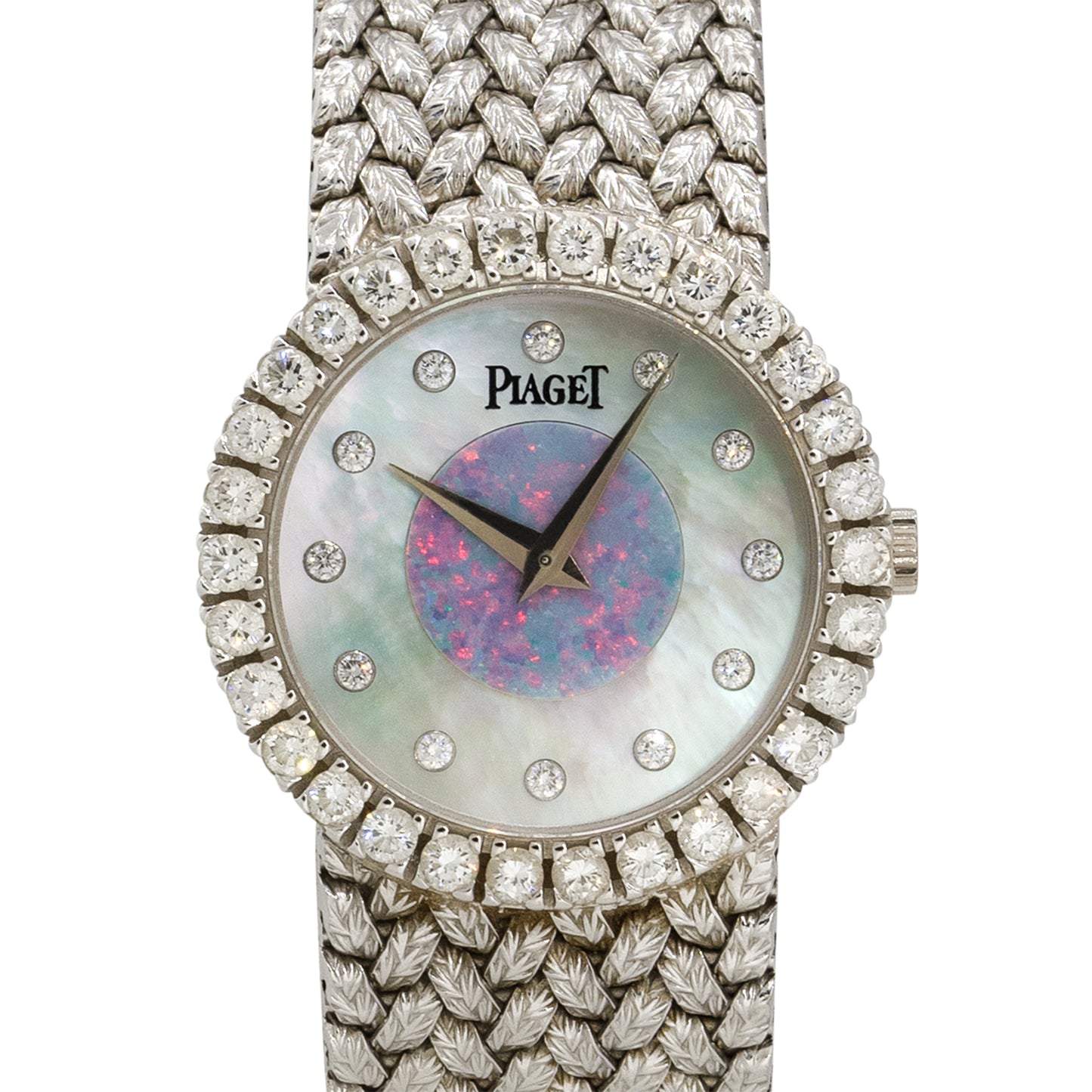 Piaget 9190D2 18k White Gold Mother Of Pearl Opal Diamond Ladies Watch